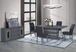 MONACO DARK GREY DINING TABLE AND 6 MONACO DARK GREY DINING CHAIRS
