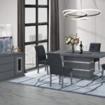 MONACO DARK GREY DINING TABLE AND 6 MONACO DARK GREY DINING CHAIRS