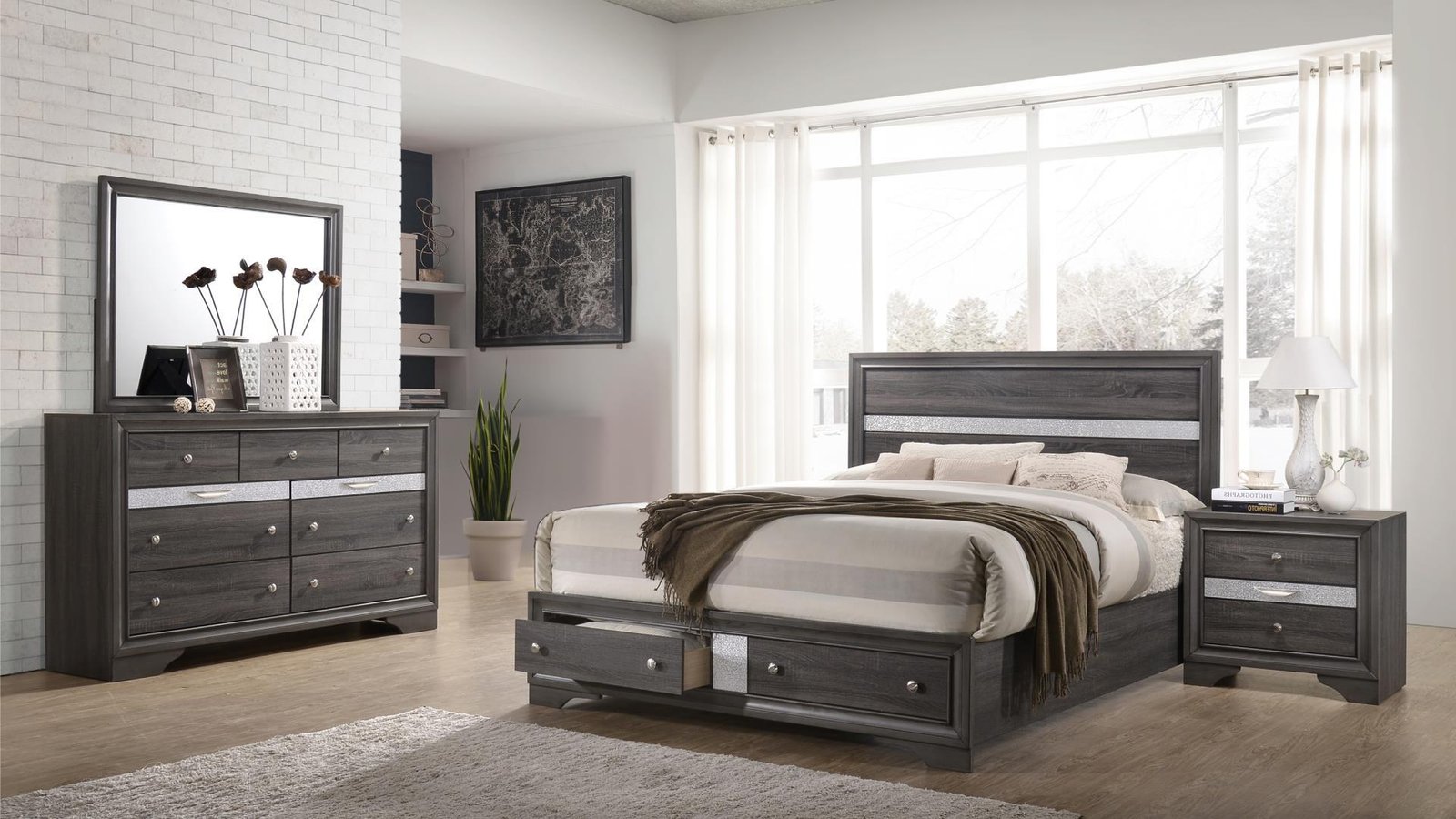 Matrix_Main_Image_Gray_10_1500_975.jpg MATRIX QUEEN 4 PC BEDROOM SET IN GRAY - Image 1