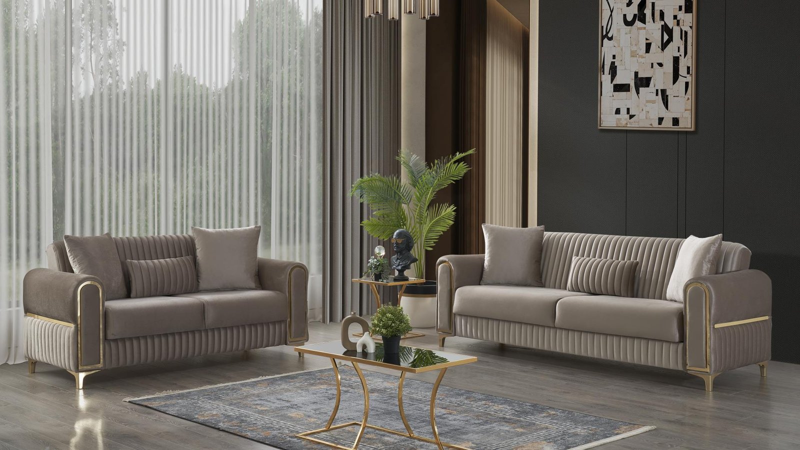 Melody_Taupe_2pc_1500_975.jpg MELODY 2 PC Living Room Sets IN TAUPE - Image 1
