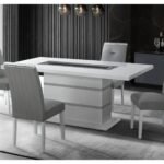 MONACO WHITE DINING TABLE + 6 MONACO DINING CHAIR