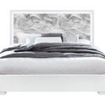 NAOMI SILVER MARBLE KING BED WITH LED