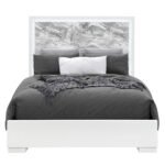 NAOMI SILVER MARBLE QUEEN BED WITH LED