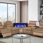 NOVA SECTIONAL WITH 1 CONSOLE (FRIDGE) - CARAMEL