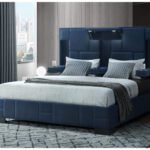 OSCAR NAVY BLUE KING BED NO WOOD TRIM
