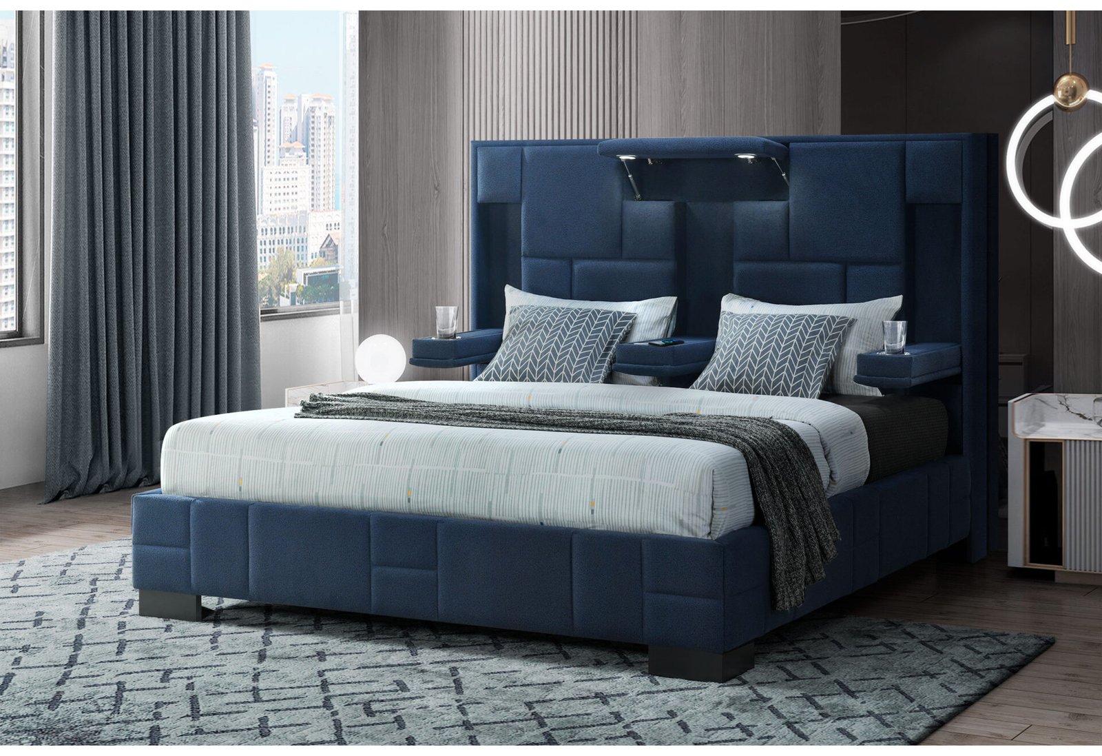 OSCAR-2385-NAVY-BLUE-KB-WITHOUT-WOOD-TRIM-resized.jpg OSCAR NAVY BLUE KING BED NO WOOD TRIM - Image 1