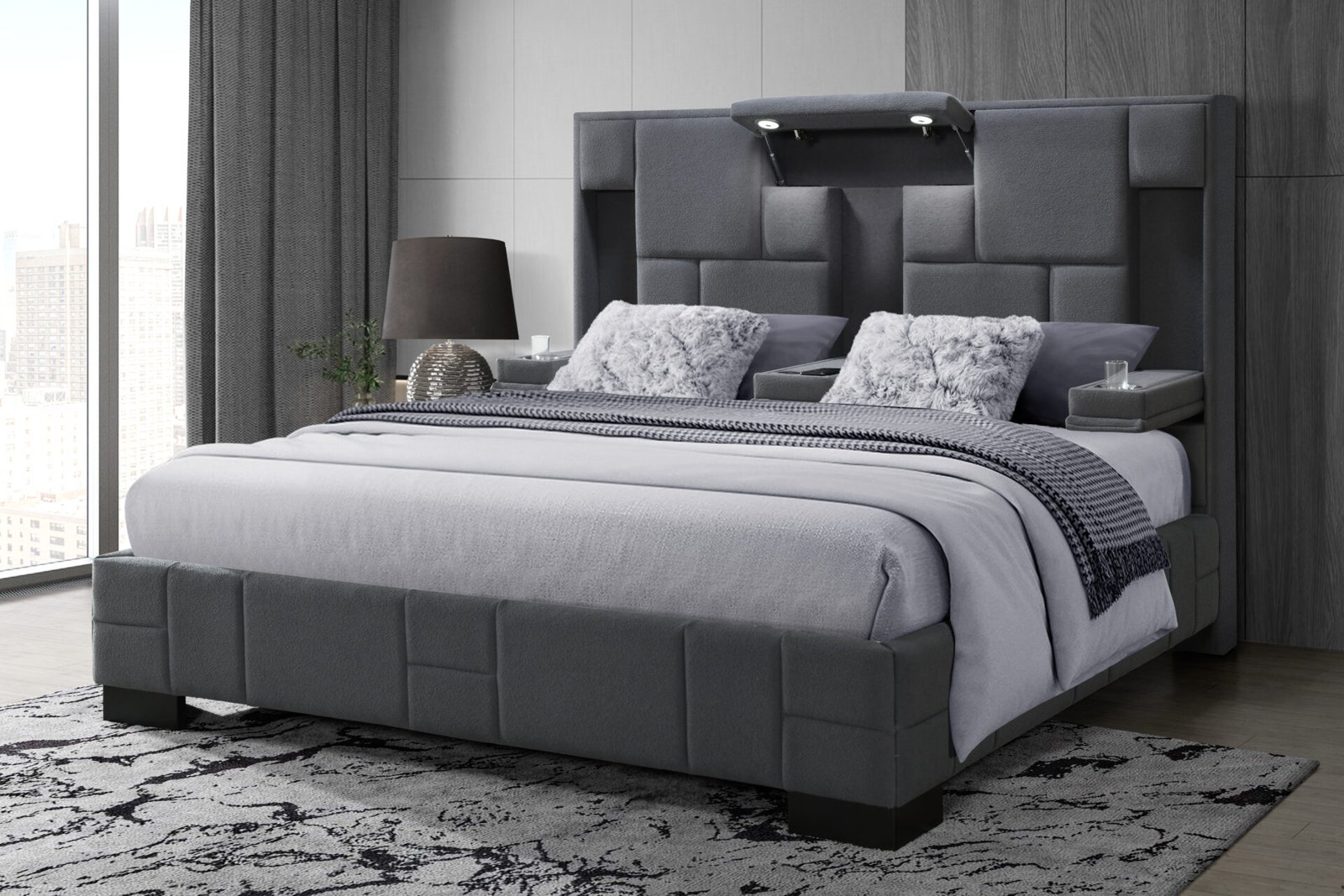 OSCAR-DARK-GREY-8-KBG-WITHOUT-WOOD-TRIM.jpg OSCAR DARK GREY 8 QUEEN BED NO WOOD TRIM - Image 1
