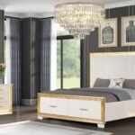 OBSESSION KING 4 PC BEDROOM SET IN WHITE &AMP; GOLD
