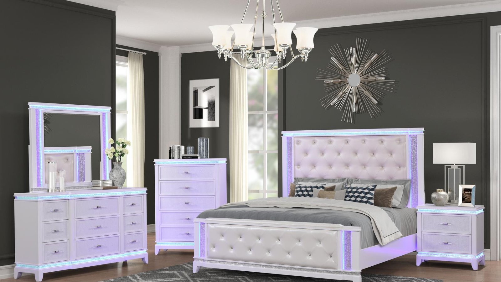 Opium_Main_99_1500_975.jpg OPIUM QUEEN 5 PC BEDROOM SET IN MILKY WHITE - Image 1