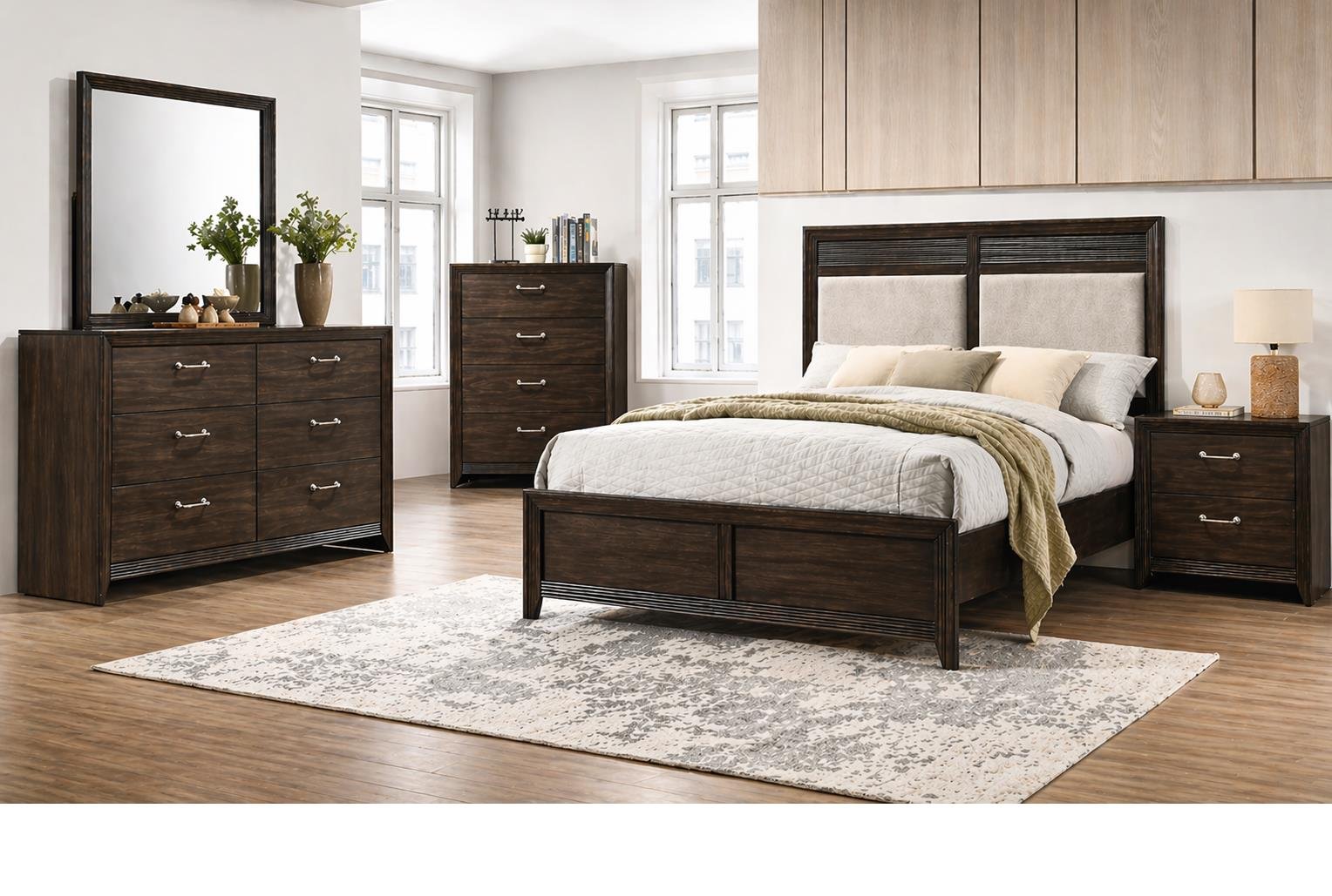 PAL_44_1500_975.jpg PALERMO KING 5 PC WALL PIER NS BEDROOM SET DARK BROWN - Image 1
