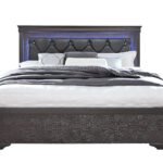 POMPEI METALLIC GREY QUEEN BED WITH LED