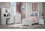 POMPEI METALLIC WHITE BOOKCASE TWIN BED WITH LED - Image 3