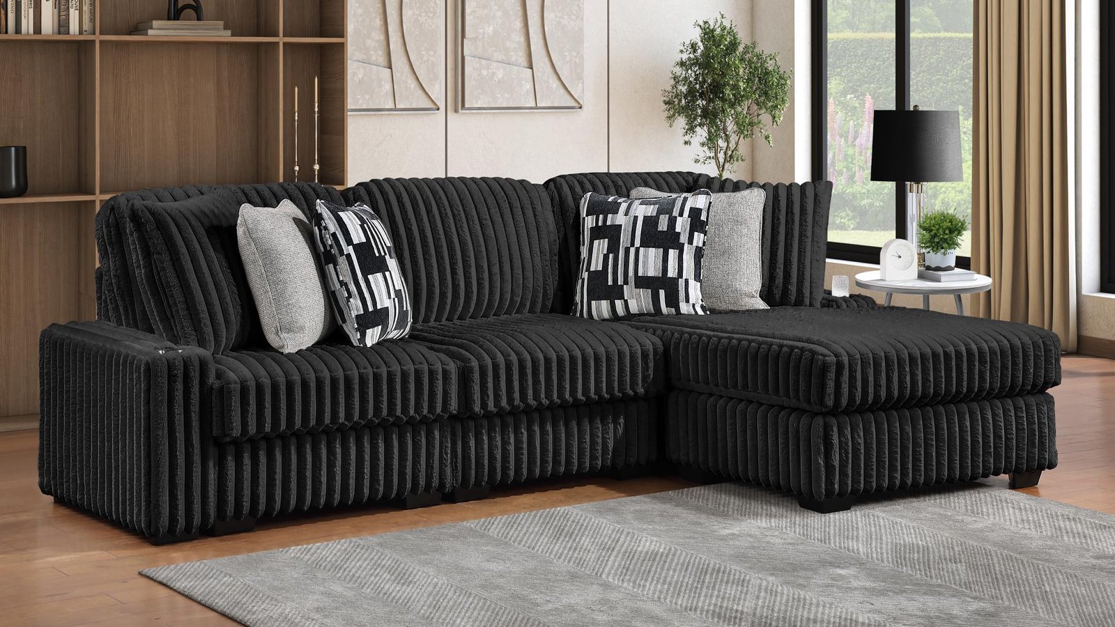 PUFFY_BLACK_MAIN_IMAGE__1920X1080__1500_975.jpg PUFFY SECTIONAL IN BLACK - Image 1