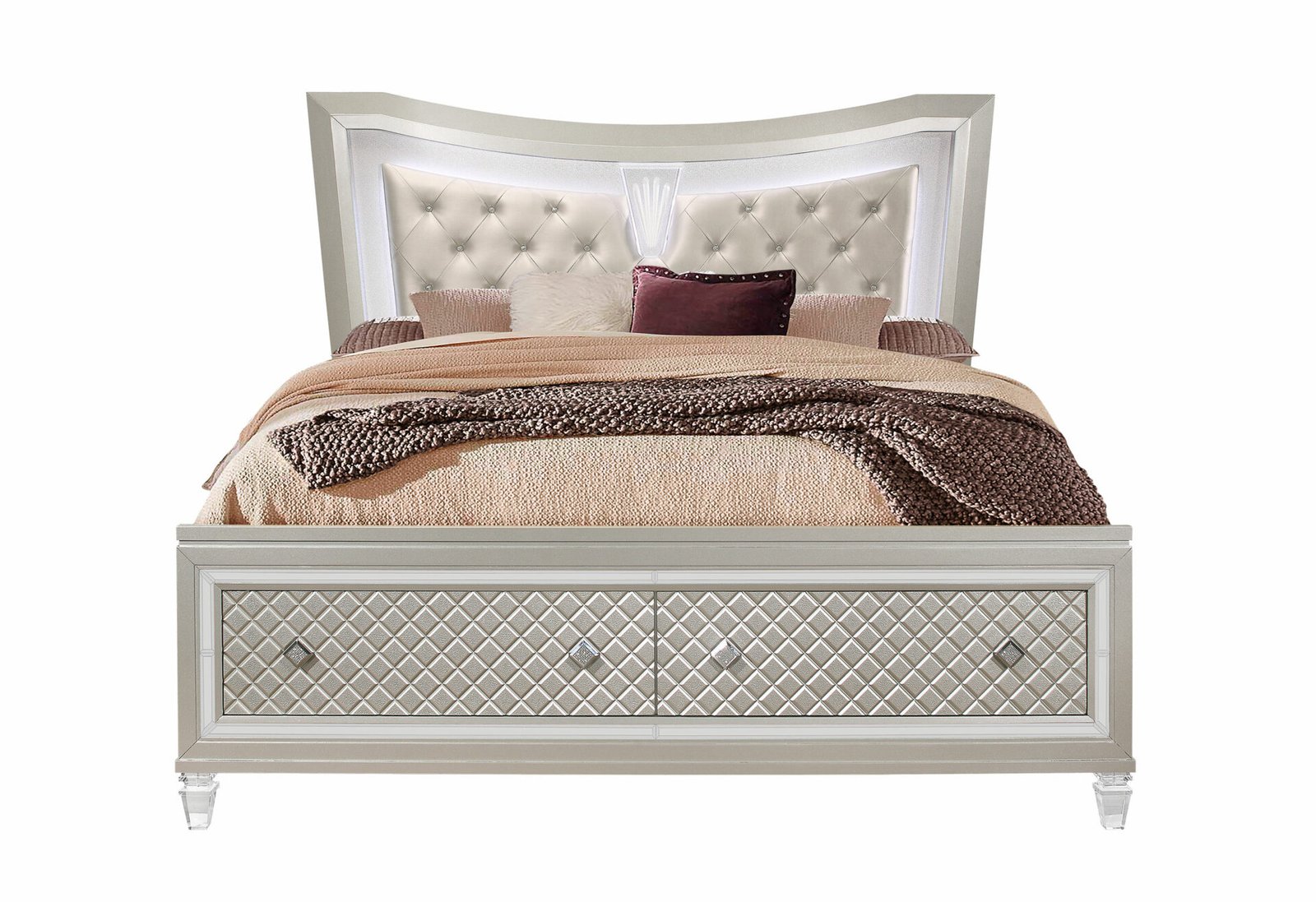 Paris-KB1-1.jpg PARIS CHAMPAGNE QUEEN BED WITH LED - Image 1
