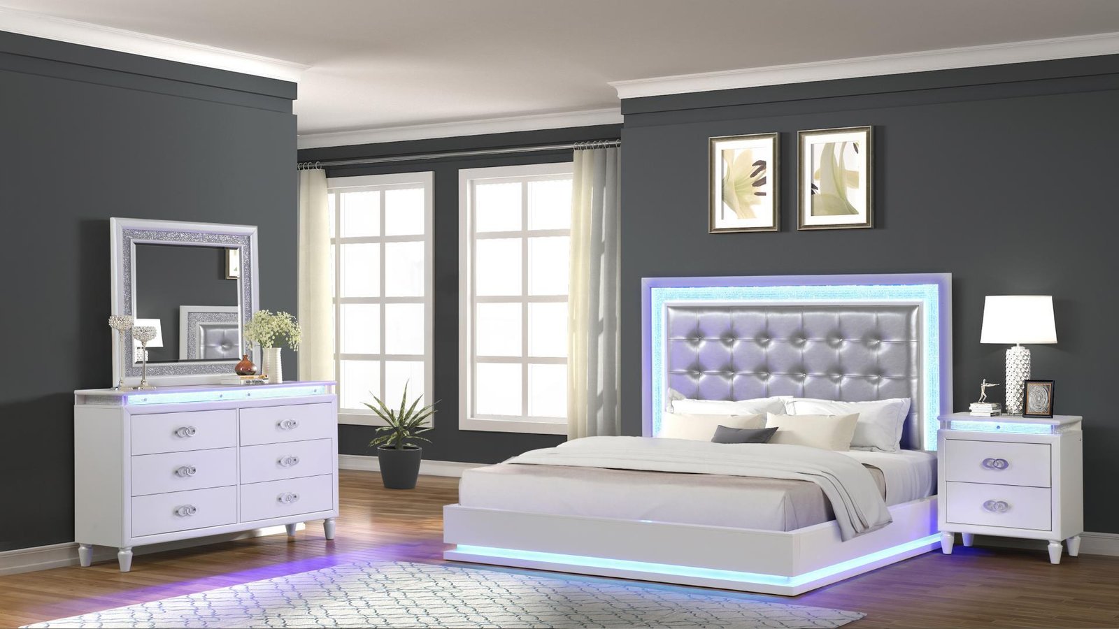 Passion_with_dresser_34_1500_975.jpg PASSION QUEEN 4 PC BEDROOM SET IN MILKY WHITE - Image 1