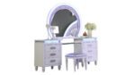 PERLA QUEEN 4 PC VANITY BEDROOM SET IN MILKY WHITE - Image 4
