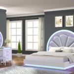 PERLA QUEEN 4 PC VANITY BEDROOM SET IN MILKY WHITE