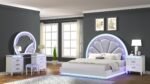 PERLA QUEEN 4 PC VANITY BEDROOM SET IN MILKY WHITE