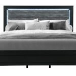 REID BLACK KING BED WITH LED