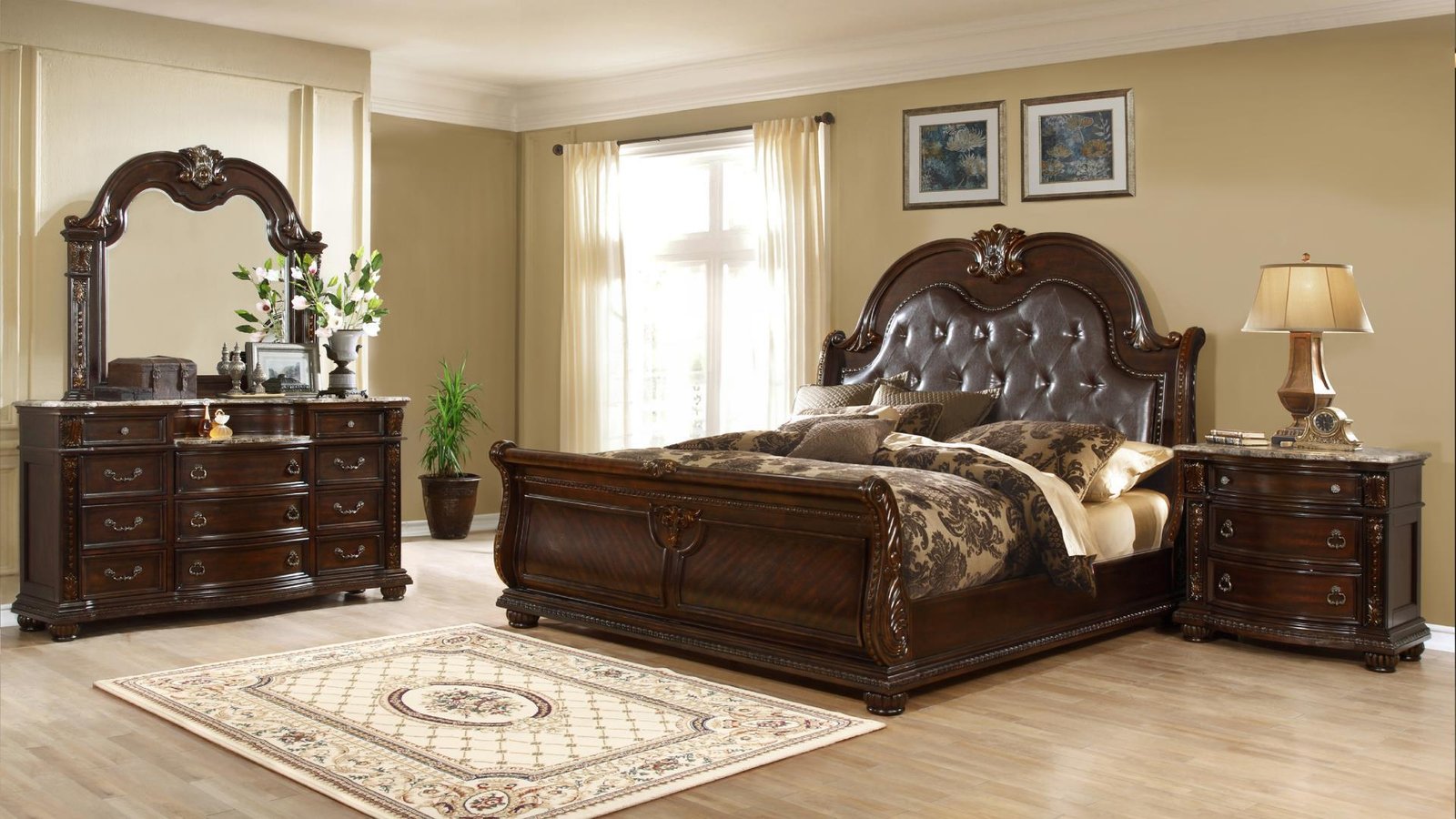 Roma_main_Image_Cherry_66_1500_975.jpg ROMA QUEEN 4 PC BEDROOM SET IN WALNUT - Image 1