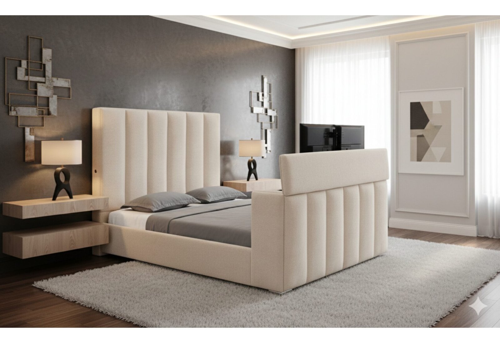 SERENITY-BUFF-KB-RSC.jpg SERENITY BUFF QUEEN BED WITH SPEAKER TV LIFT AND FIREPLACE - Image 1