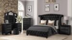 SOPHIA FULL 4 PC VANITY BEDROOM SET IN BLACK - Image 3