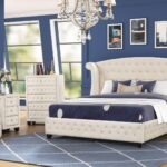 SOPHIA QUEEN 5 PC VANITY BEDROOM SET IN CREAM