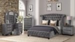 SOPHIA FULL 4 PC VANITY BEDROOM SET IN GRAY - Image 3