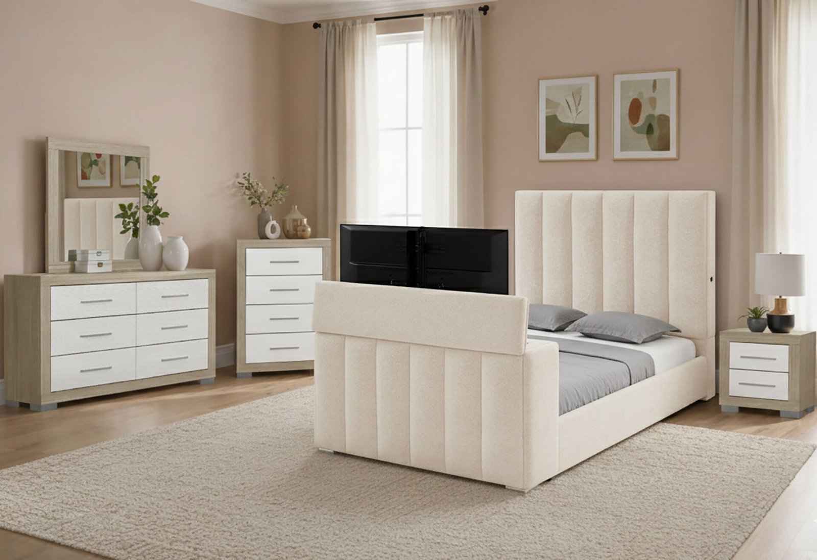 Serenity-Buff-Emma-Open.jpg SERENITY/EMMA BUFF QUEEN BED GROUP - Image 1