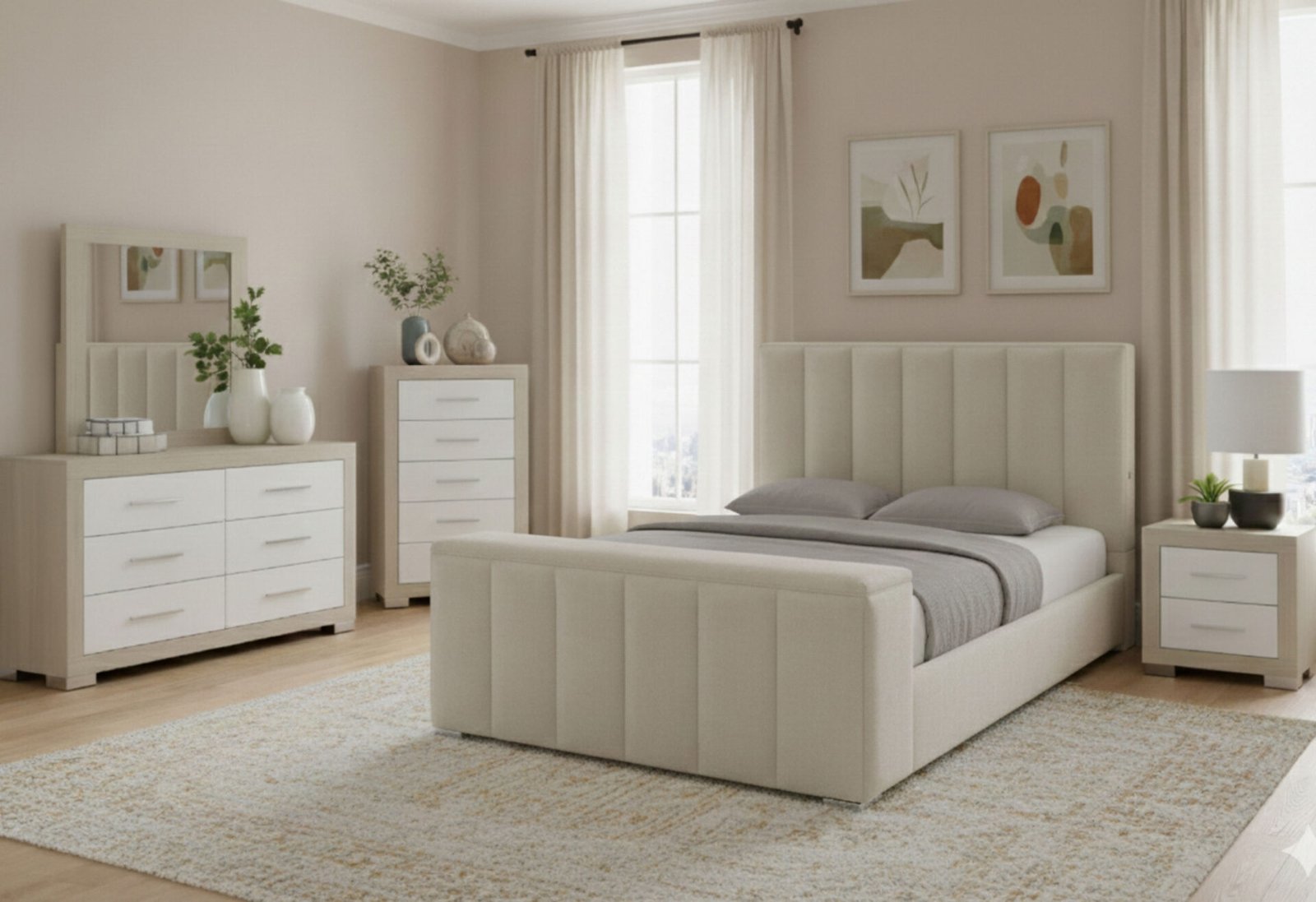 Serenity-Crema-Emma-2.jpg SERENITY/EMMA CREMA QUEEN BED GROUP - Image 1