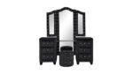 SOPHIA FULL 4 PC VANITY BEDROOM SET IN BLACK - Image 5