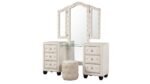 SOPHIA QUEEN 5 PC VANITY BEDROOM SET IN CREAM - Image 4