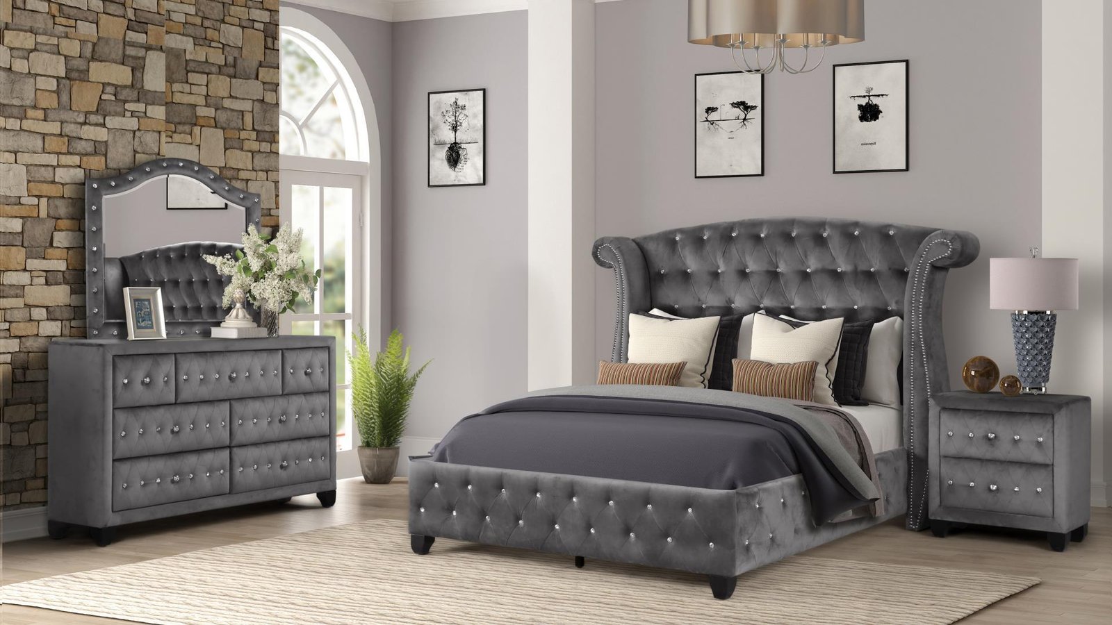 Sophia_with_Dresser_Main_image_Gray_1500_975.jpg SOPHIA FULL 4 PC BEDROOM SET IN GRAY - Image 1