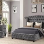 SOPHIA FULL 4 PC VANITY BEDROOM SET IN GRAY
