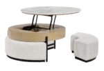 T42 NATURAL COFFEE TABLE WITH 3 STOOLS - Image 3