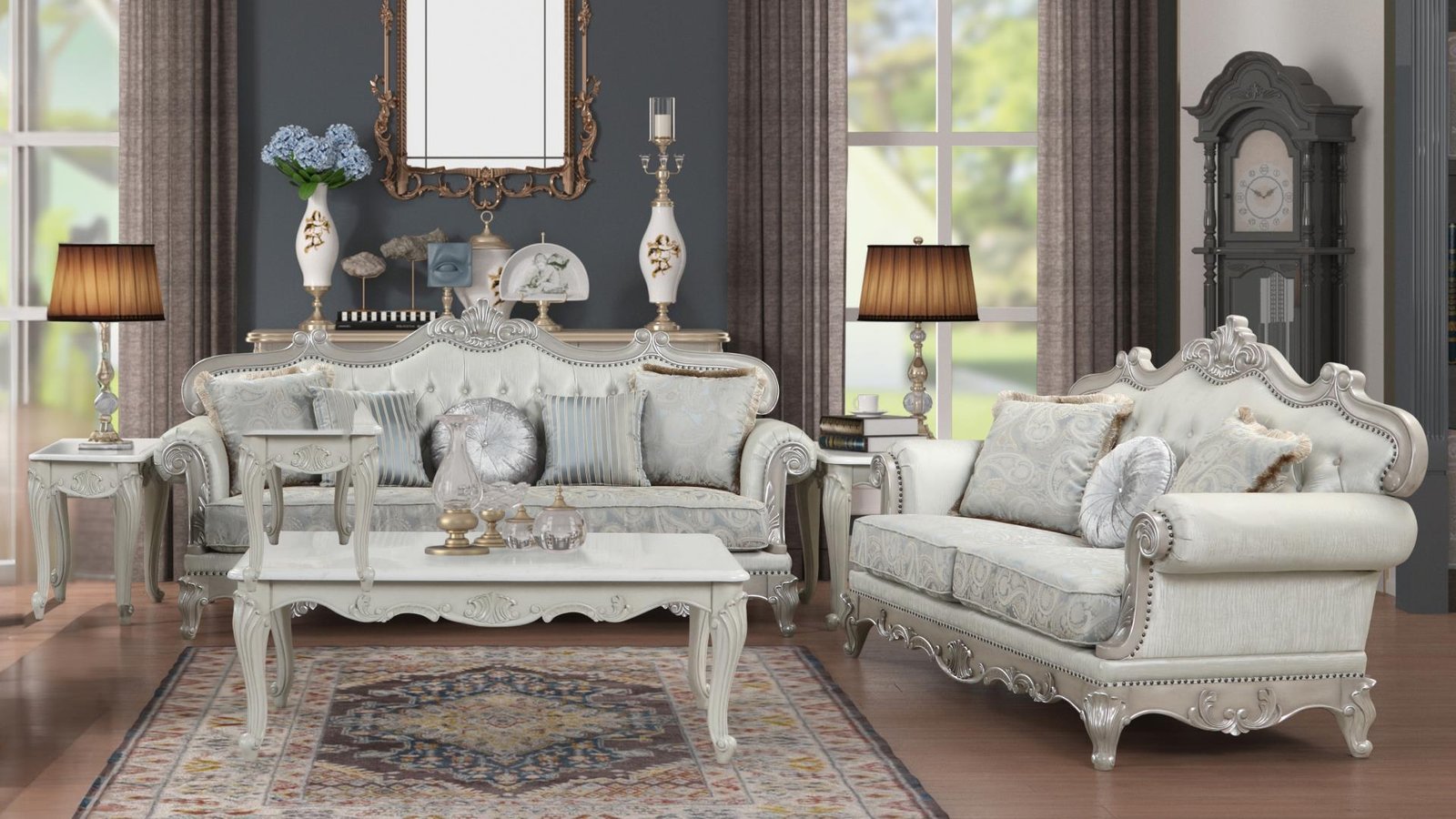 Tuskan_2pc_1500_975.jpg TUSCAN 2 PC Living Room Sets IN SILVER - Image 1