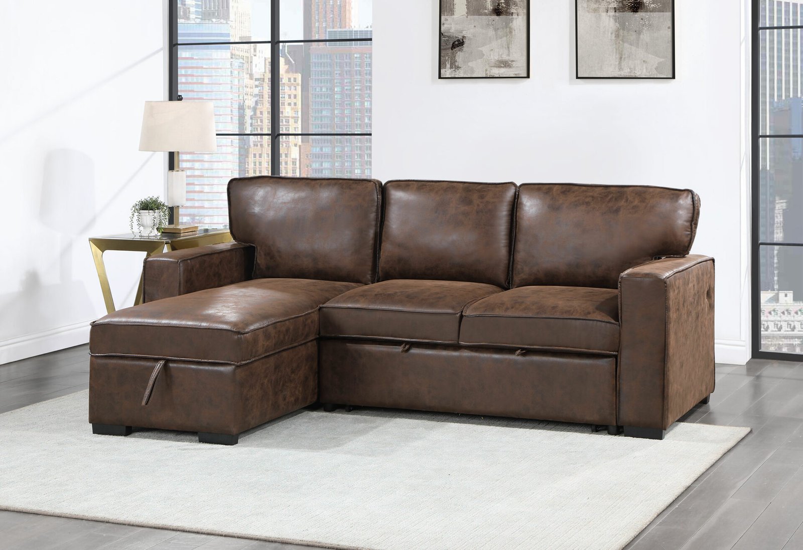U0203-COFFEE-RSC-1-2.jpg U0203 COFFEE REVERSIBLE PULL OUT SOFA BED - Image 1