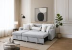 U0204 LIGHT GREY/WHITE REVERSIBLE PULL OUT SOFA BED - Image 2