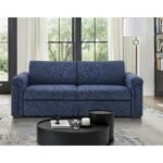 U0211 NAVY PULL OUT SOFA BED WITH LED ACRYLIC SHELVES AND SPEAKERS