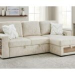 U0222 IVORY PULL OUT SOFA BED WITH SPEAKER AND 2 PILLOWS