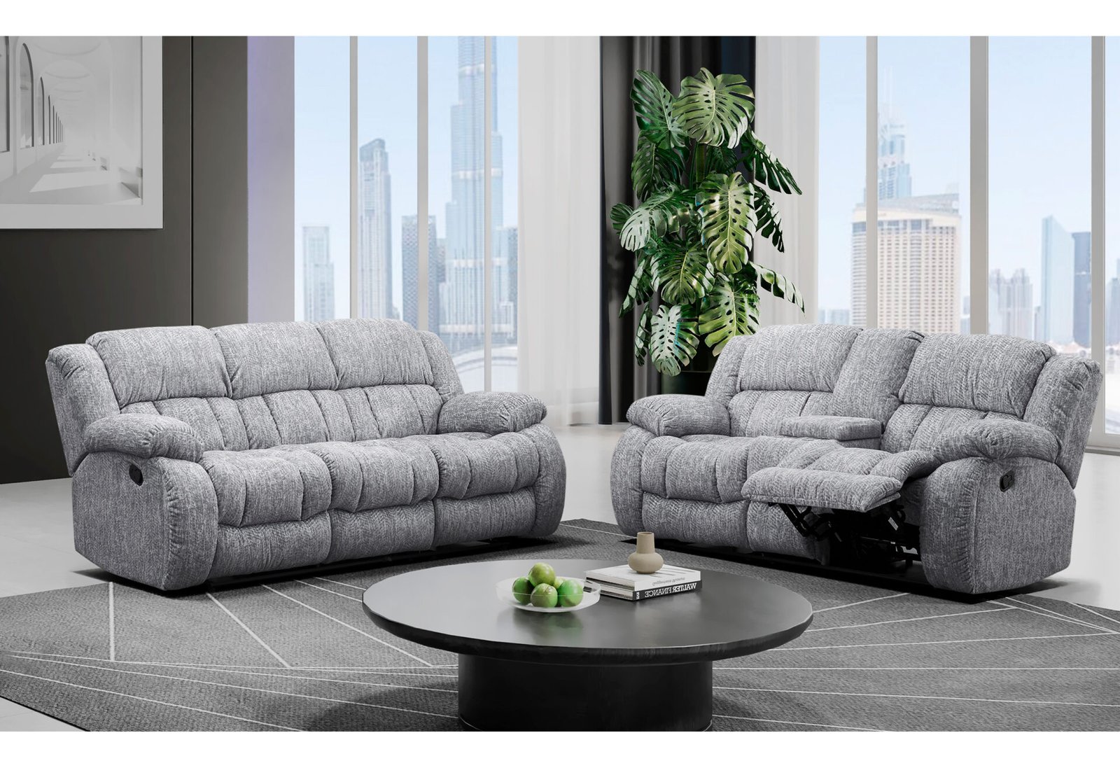 U250-GREY-RS-CSLS-05.01.24-1.jpg U250 GREY RECLINING SOFA/CONSOLE RECLINING LOVESEAT - Image 1