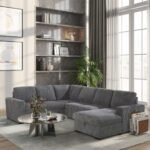 U2660 GREY SECTIONAL W/PULL OUT SOFA BED