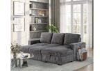 U2660 GREY L SOFA BED SECTIONAL WITH PULLOUT