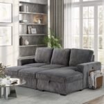 U2660 GREY L SOFA BED SECTIONAL WITH PULLOUT