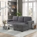 U2660 GREY L SOFA BED SECTIONAL WITHOUT PULLOUT
