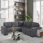 U2660 GREY SOFA BED SECTIONAL W/O CHAISE AND W/O PULLOUT