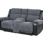 U5914 GREY/BLACK CONSOLE RECLINING LOVESEAT