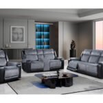 U5914/U5915 GREY/BLACK REC SOFA/CRLS W/IMMERSIVE SOUND & BLUE LED/REC