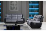U5914/U5915 GREY/BLACK REC SOFA/CRLS W/IMMERSIVE SOUND & BLUE LED