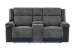 U5915 GREY/BLACK CONSOLE REC LOVESEAT W/IMMERSIVE SOUND & BLUE LED
